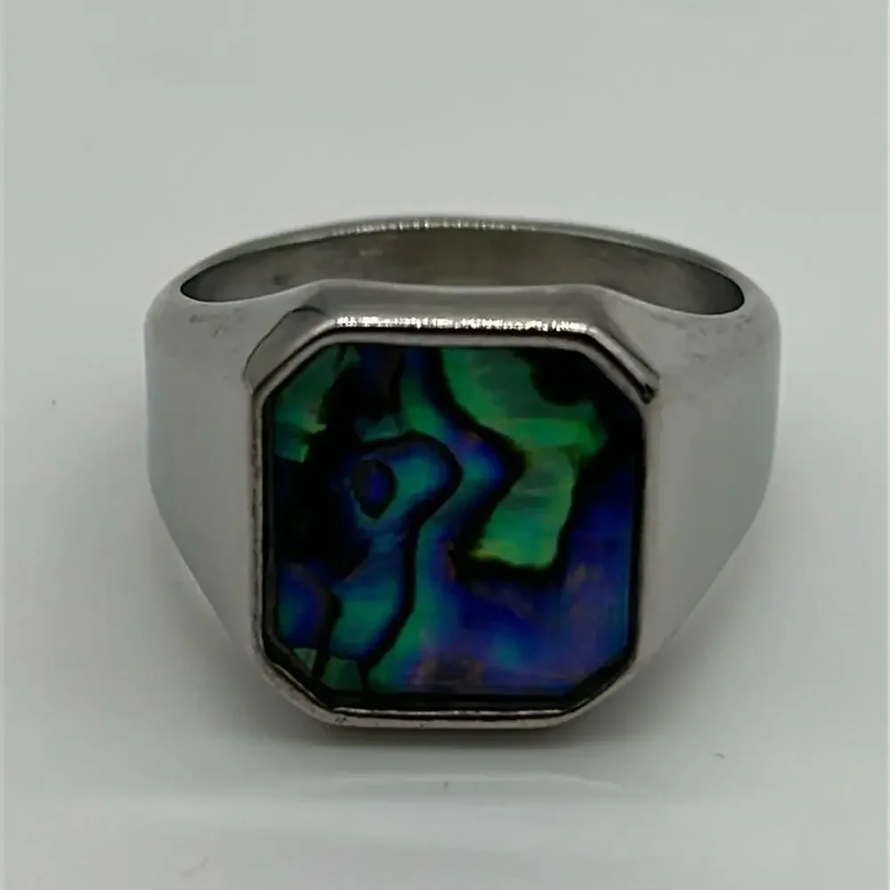 Natural Abalone Shell Handmade Men's Ring Size 12.5 NWT